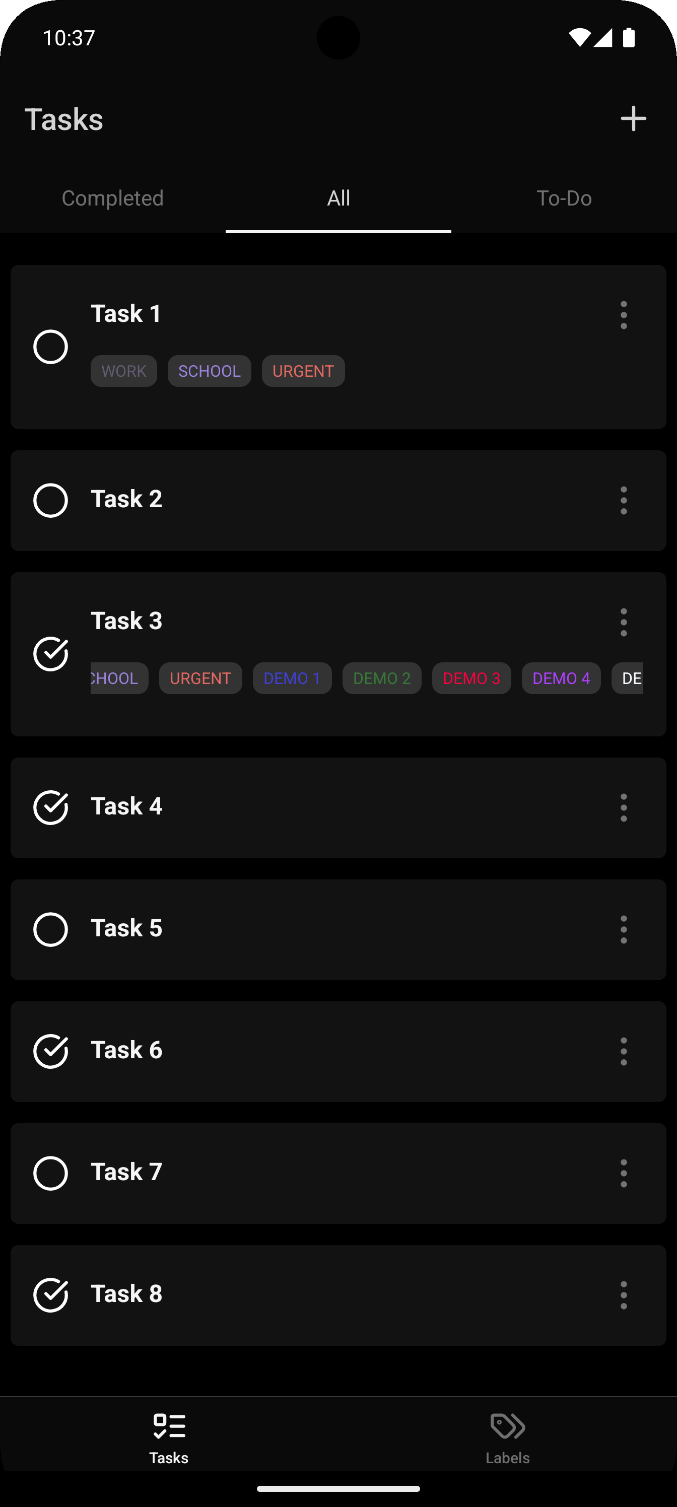Taken met labels