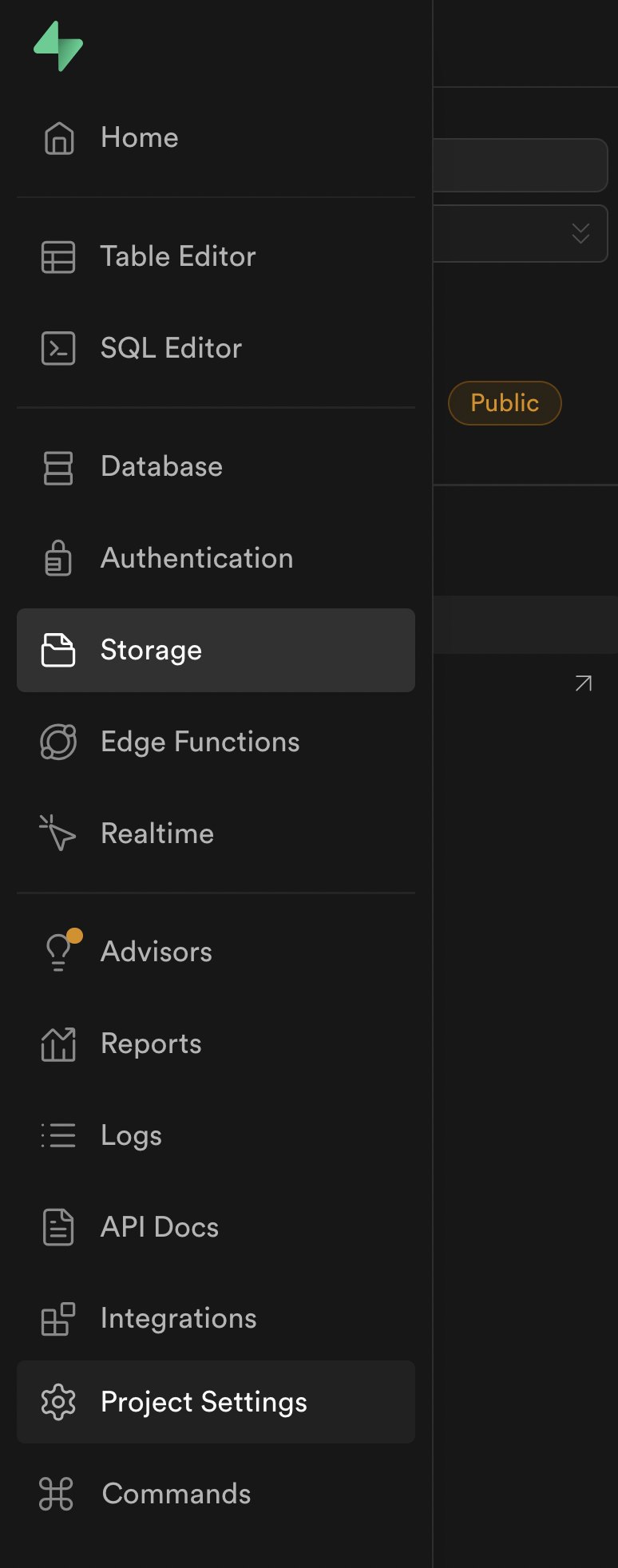 Supabase project settings openen