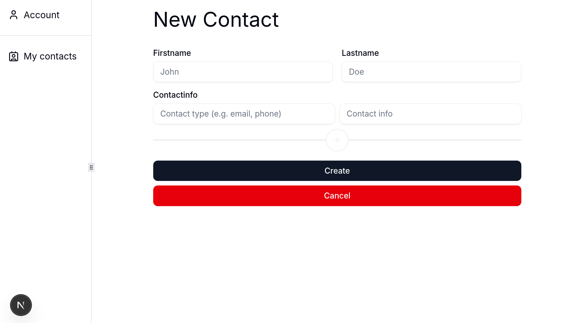 New contact page