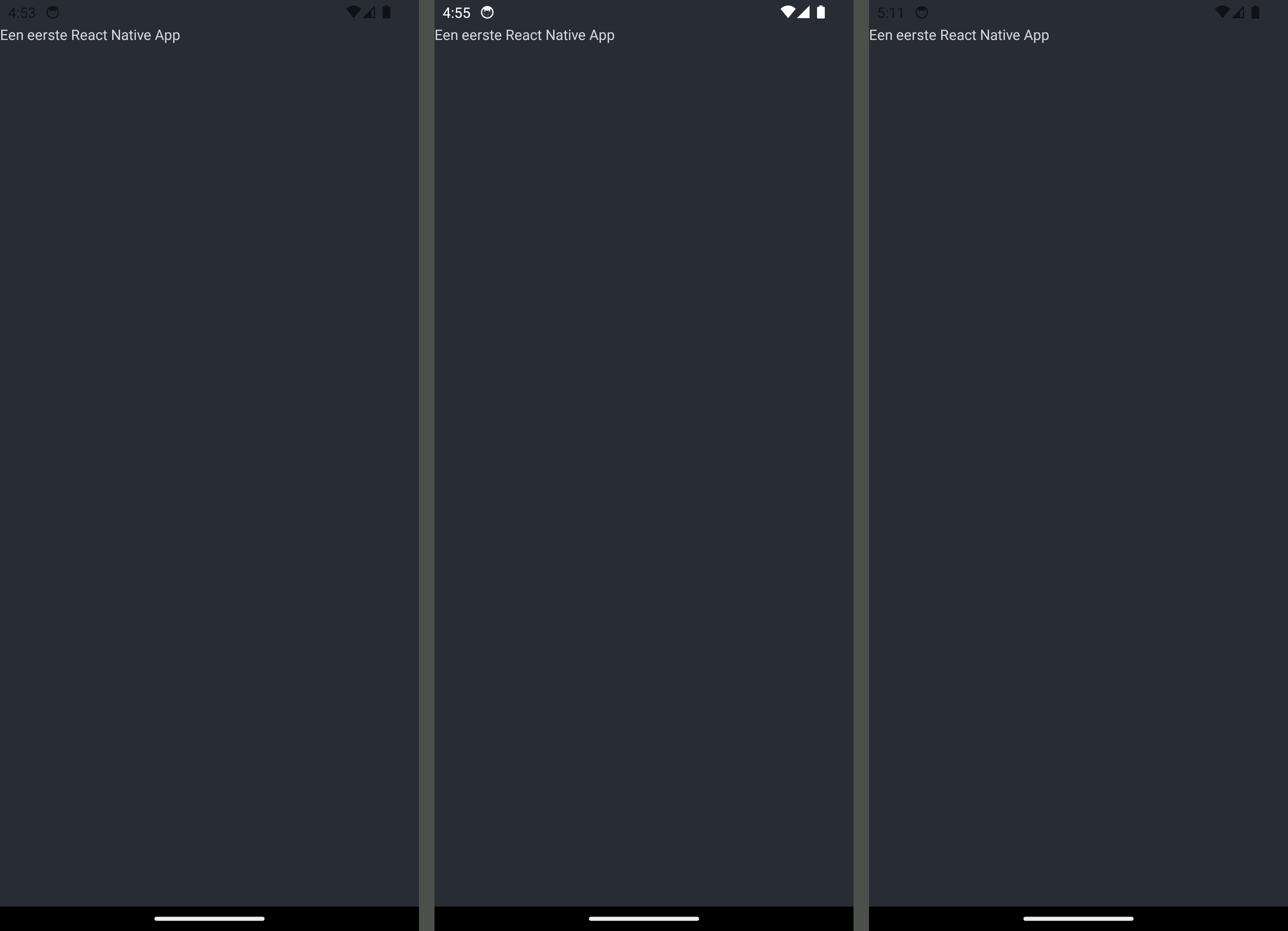 Statusbar met style=auto (links), style=light (midden) en style=dark (rechts)